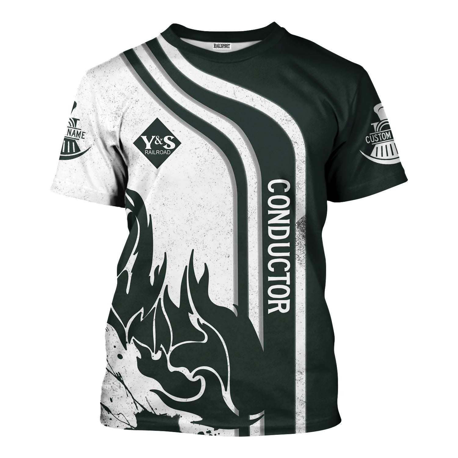 Railspirit Personalized Youngstown & Southern Railroad T-Shirt Flame Design with Custom Job Position Train Shirt