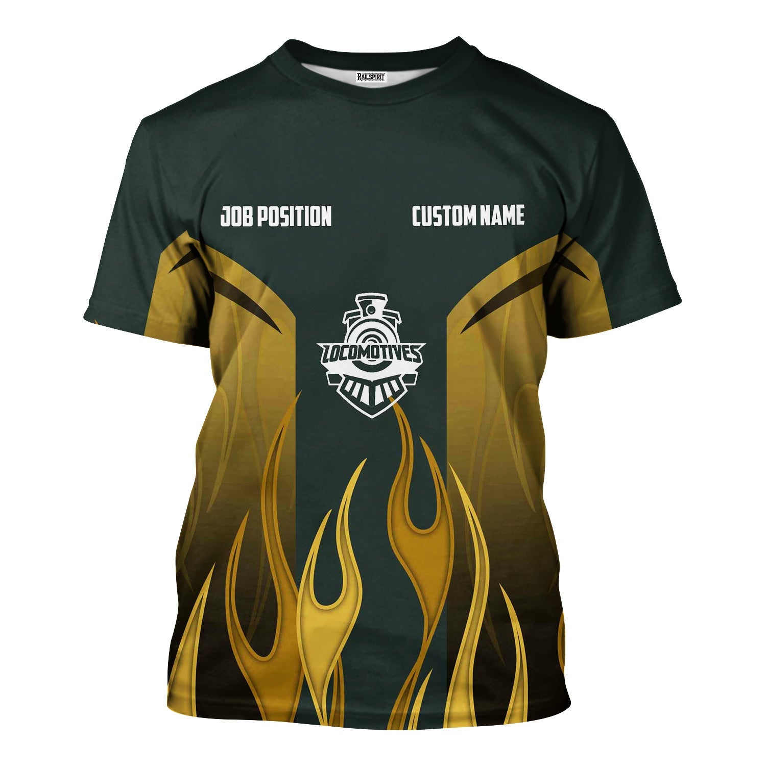 Railspirit Custom Name and Job Title Youngstown & Southern Railroad T-Shirt Flame Graphic Train Shirt