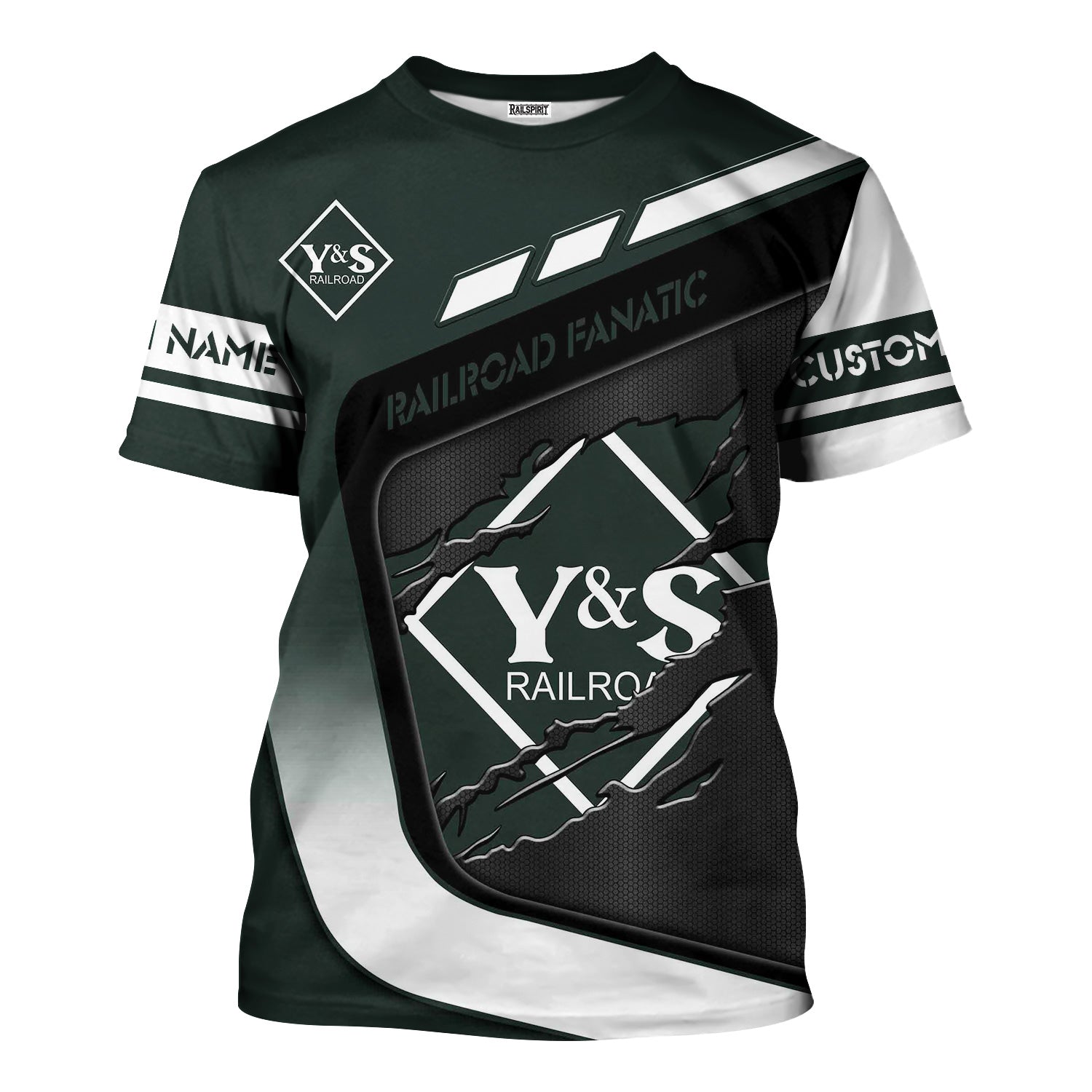 Railspirit Personalized Youngstown & Southern Railroad T-Shirt Ripped Texture Style Train Shirt For Railroad Fanatic