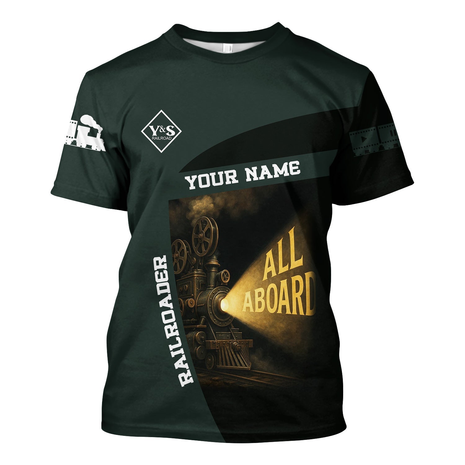 Railspirit Personalized Youngstown & Southern Railroad T-Shirt All Aboard Steam Train Movie Projector Style Shirt