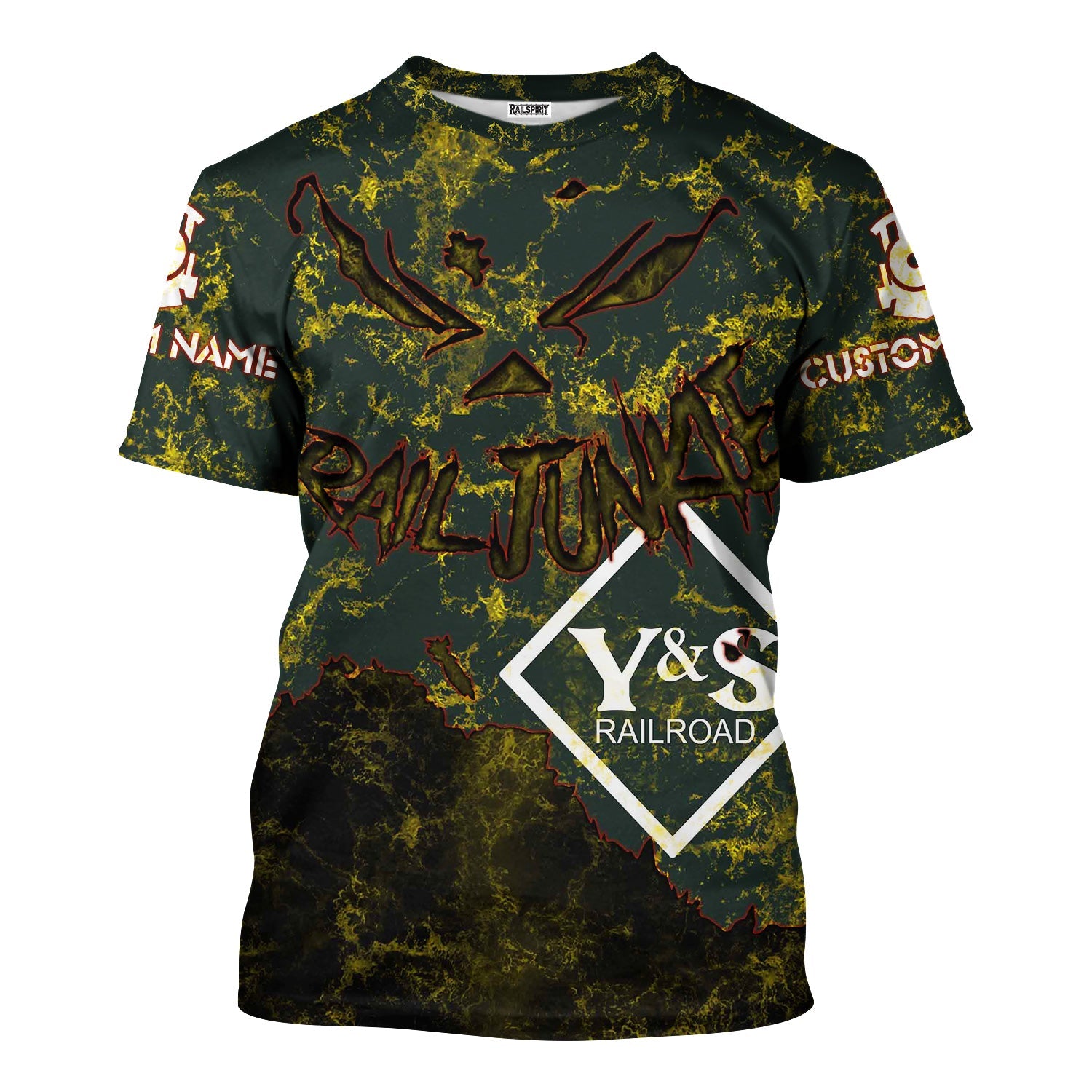 Railspirit Personalized Youngstown & Southern Railroad T-Shirt Torn Graphic Style Train Shirt For Rail Junkie