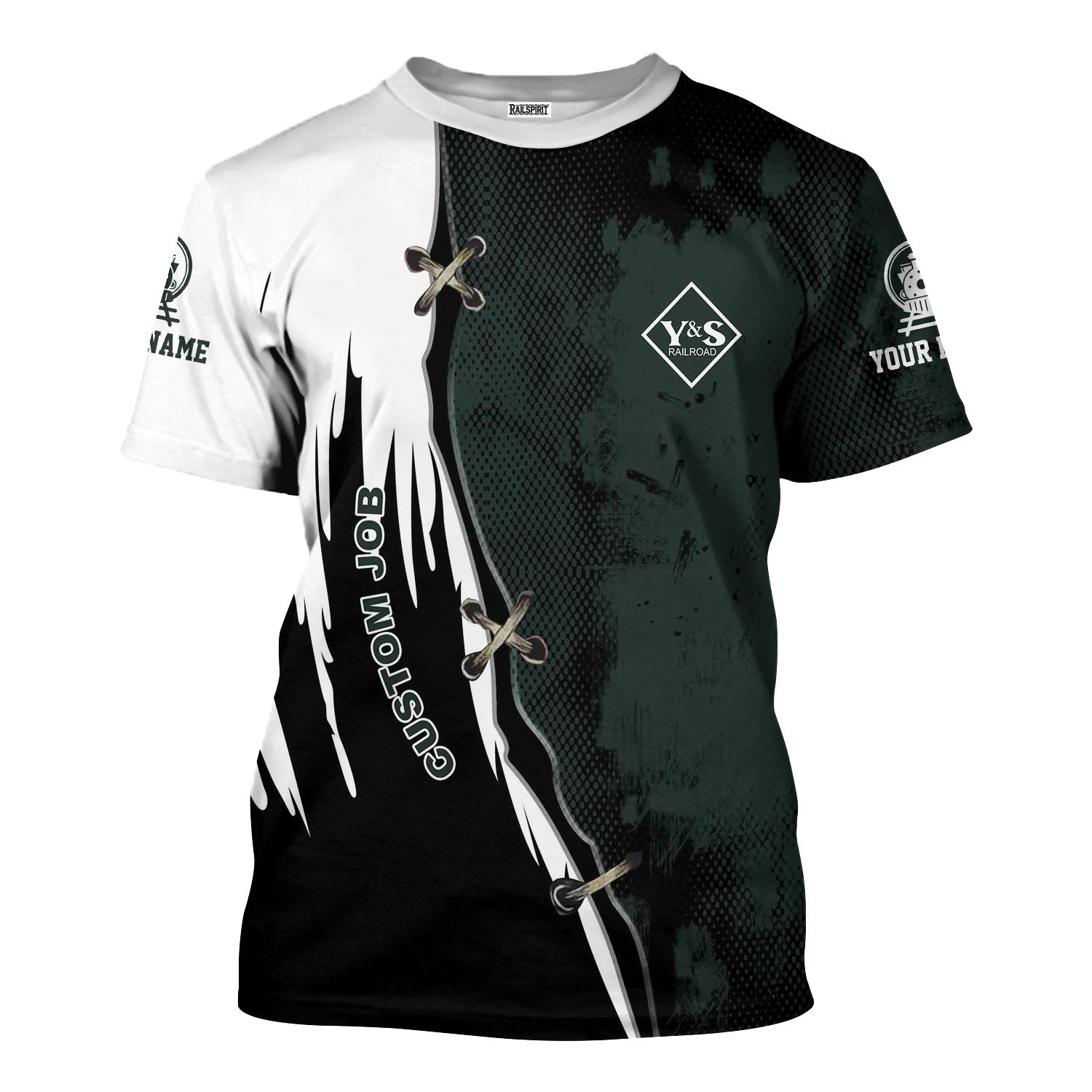 Railspirit Personalized Youngstown & Southern Railroad T-Shirt Retro Stitches Design with Custom Position Train Shirt