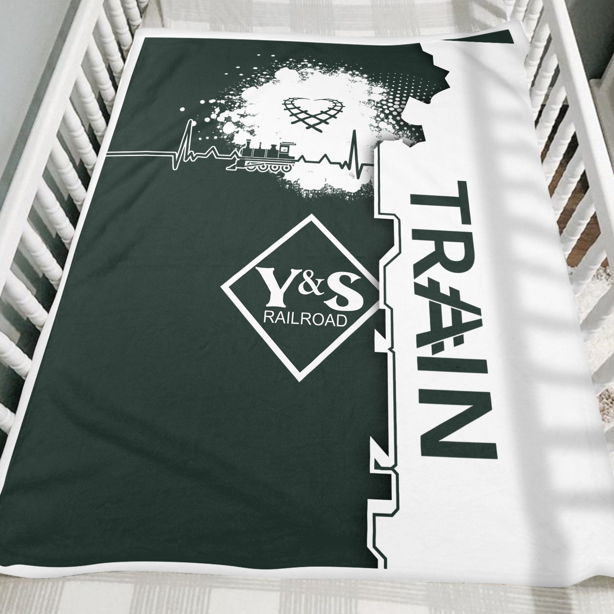 Railspirit Youngstown & Southern Railroad Blanket Engine Heartbeat and Track Love Style Blanket Gift Idea For Train Lovers
