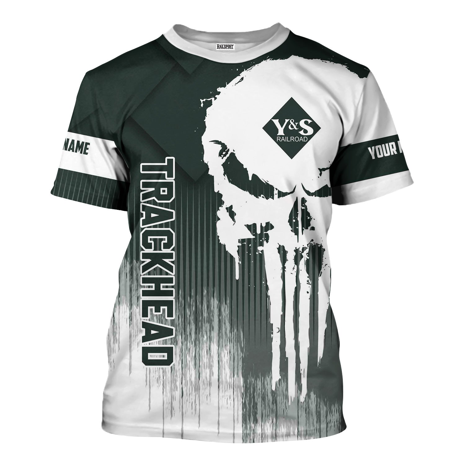 Railspirit Personalized Youngstown & Southern Railroad T-Shirt Skull Design with Custom Job Train Shirt for Trackhead Crew