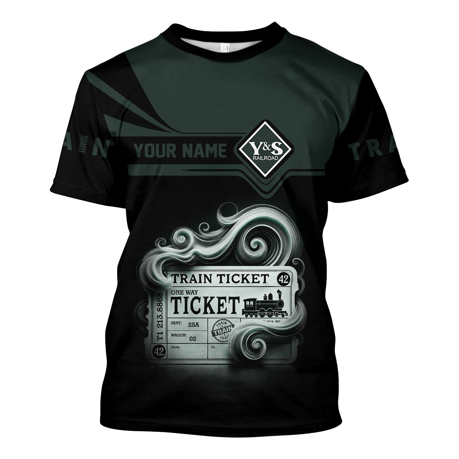 Railspirit Personalized Youngstown & Southern Railroad T Shirt Train Ticket American Locomotive Printed Train
