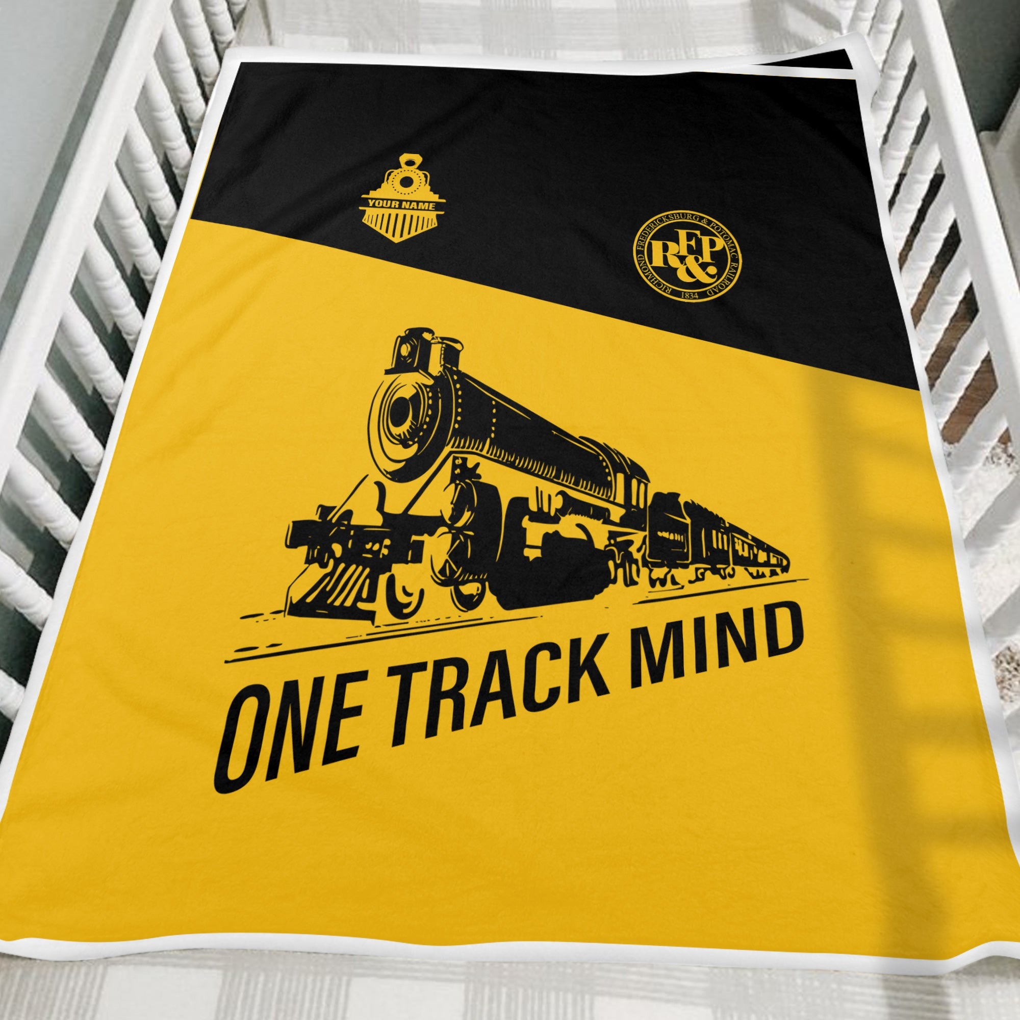 Railspirit Personalized Richmond, Fredericksburg And Potomac Railroad Blanket One Track Mind Train Blanket Gift Idea For Train Lover