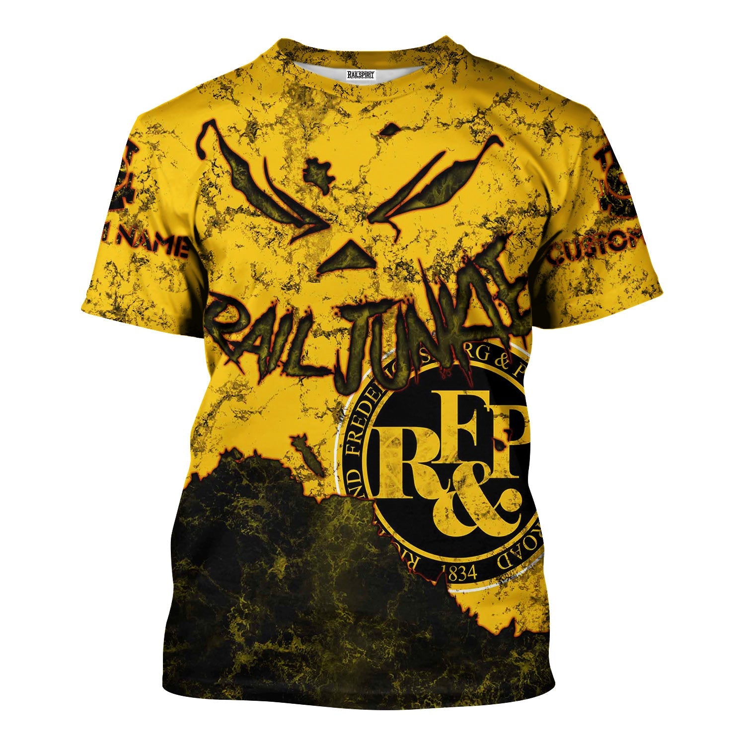 Railspirit Personalized Richmond, Fredericksburg And Potomac Railroad T-Shirt Torn Graphic Style Train Shirt For Rail Junkie