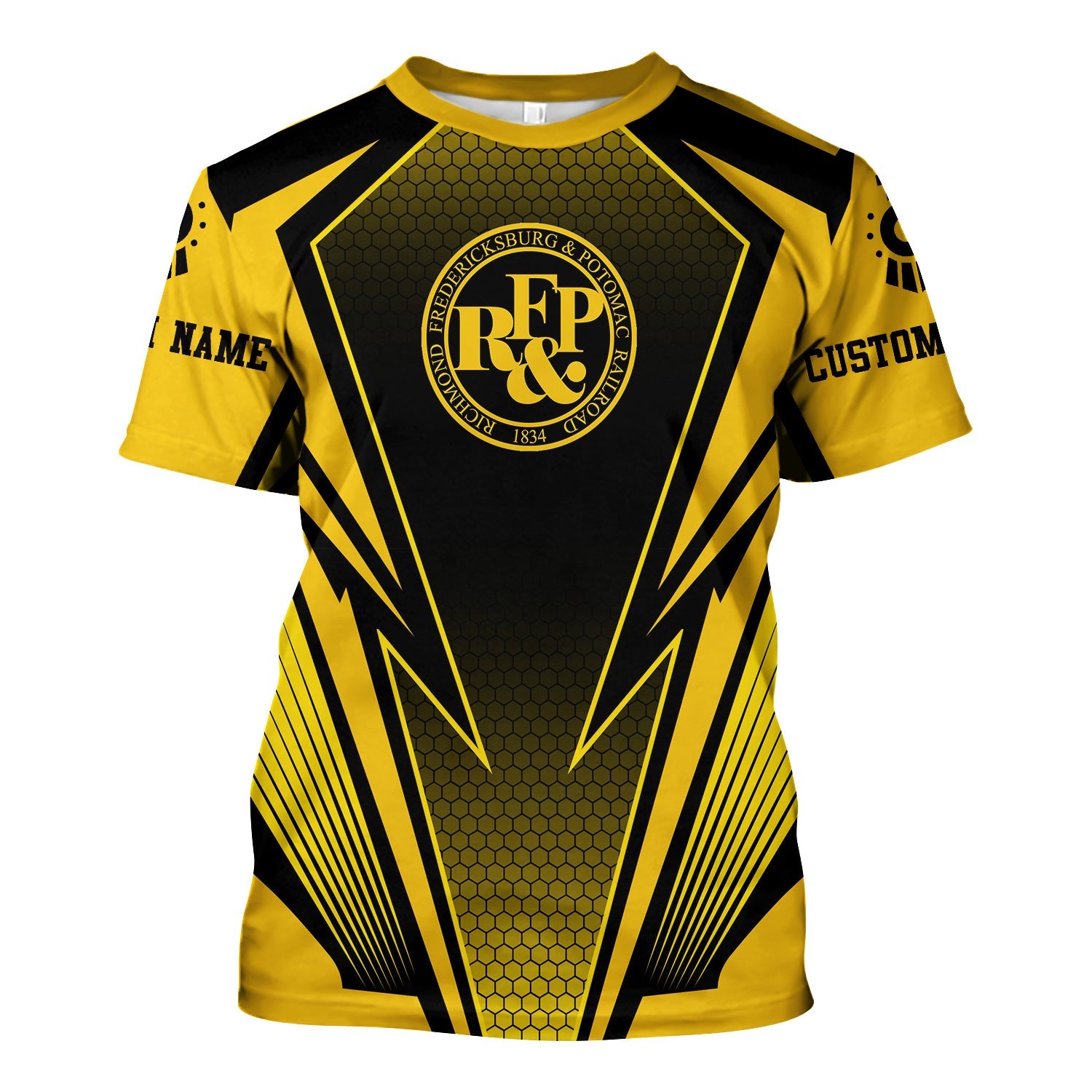 Railspirit Personalized Richmond, Fredericksburg And Potomac Railroad T-Shirt Lightning Graphic Style Shirt Gift Idea For Train Lover