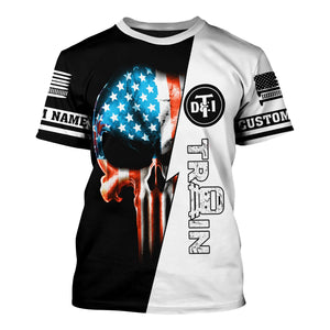 Railspirit Personalized Detroit Toledo And Ironton Railroad T-Shirt Train Skull American Flag Shirt All Over Print
