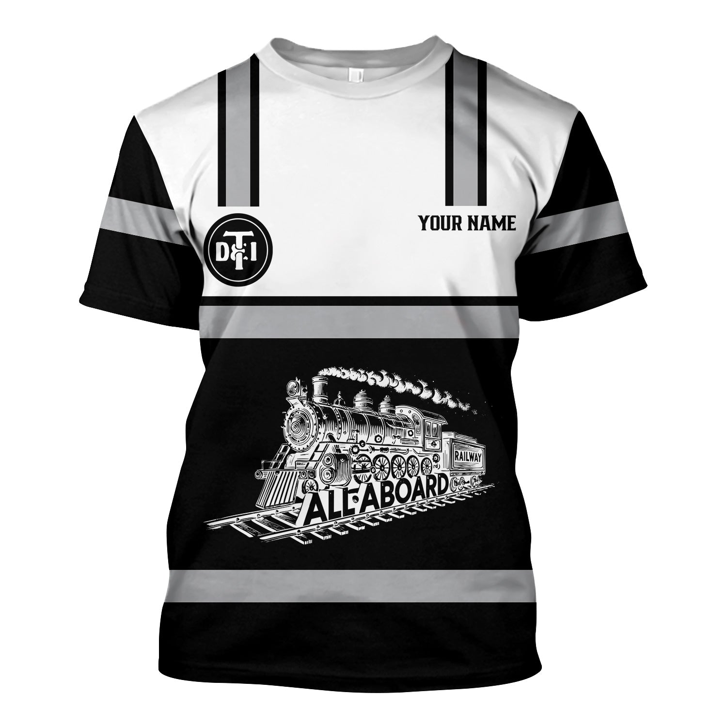Railspirit Custom Name Detroit Toledo And Ironton Railroad T Shirt Eat Train Sleep Repeat Printed Train Shirt