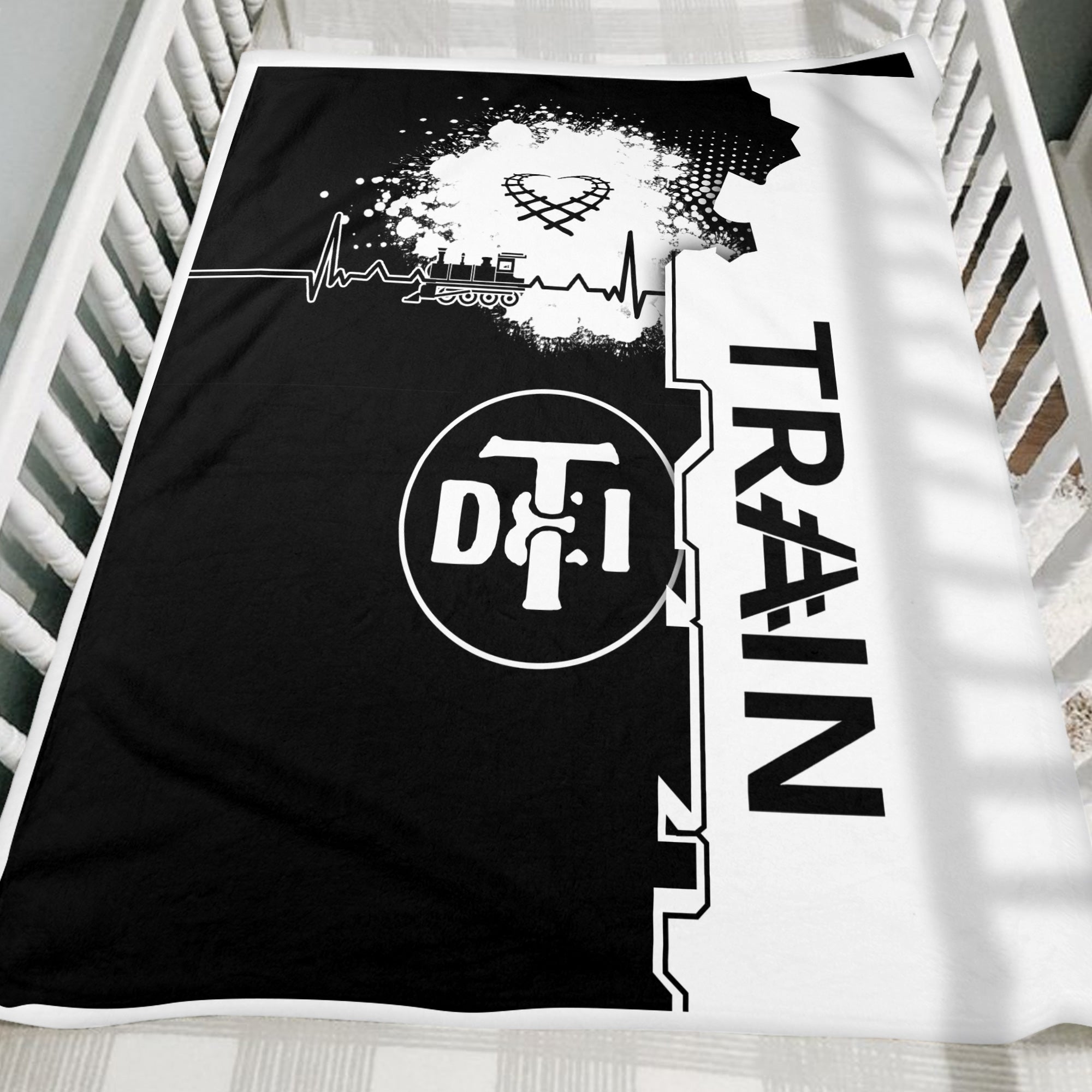Railspirit Detroit Toledo And Ironton Railroad Blanket Engine Heartbeat and Track Love Style Blanket Gift Idea For Train Lovers