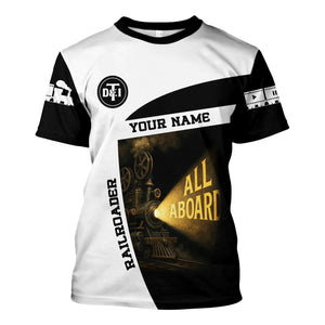 Railspirit Personalized Detroit Toledo And Ironton Railroad T-Shirt All Aboard Steam Train Movie Projector Style Shirt
