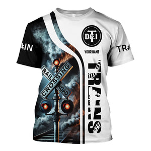 Railspirit Custom Name Detroit Toledo And Ironton Railroad T Shirt Railroad Crossing Sign Train Shirt All Over Print