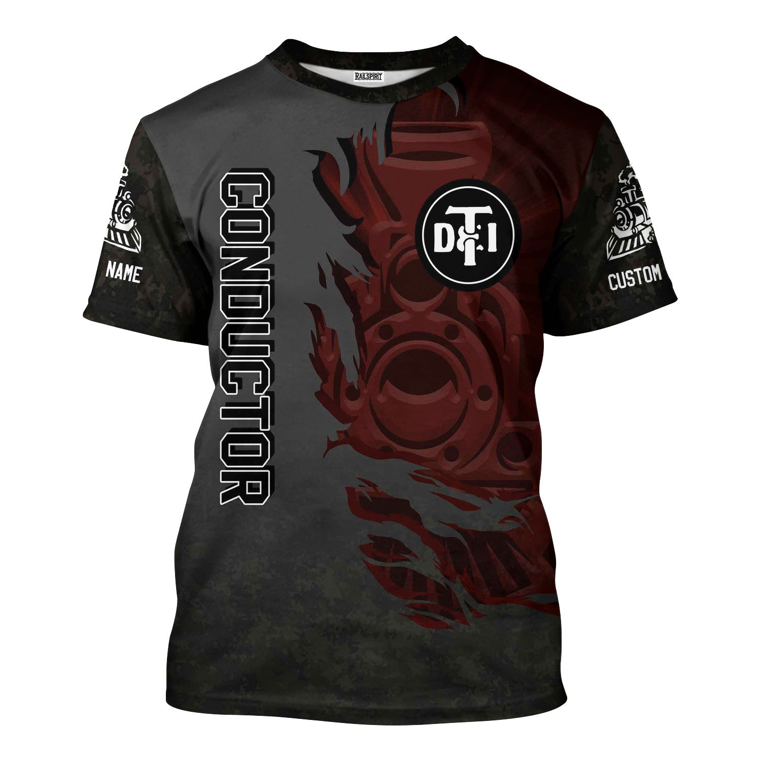Railspirit Personalized Detroit Toledo And Ironton Railroad T-Shirt Blazing Style with Custom Position Train Shirt