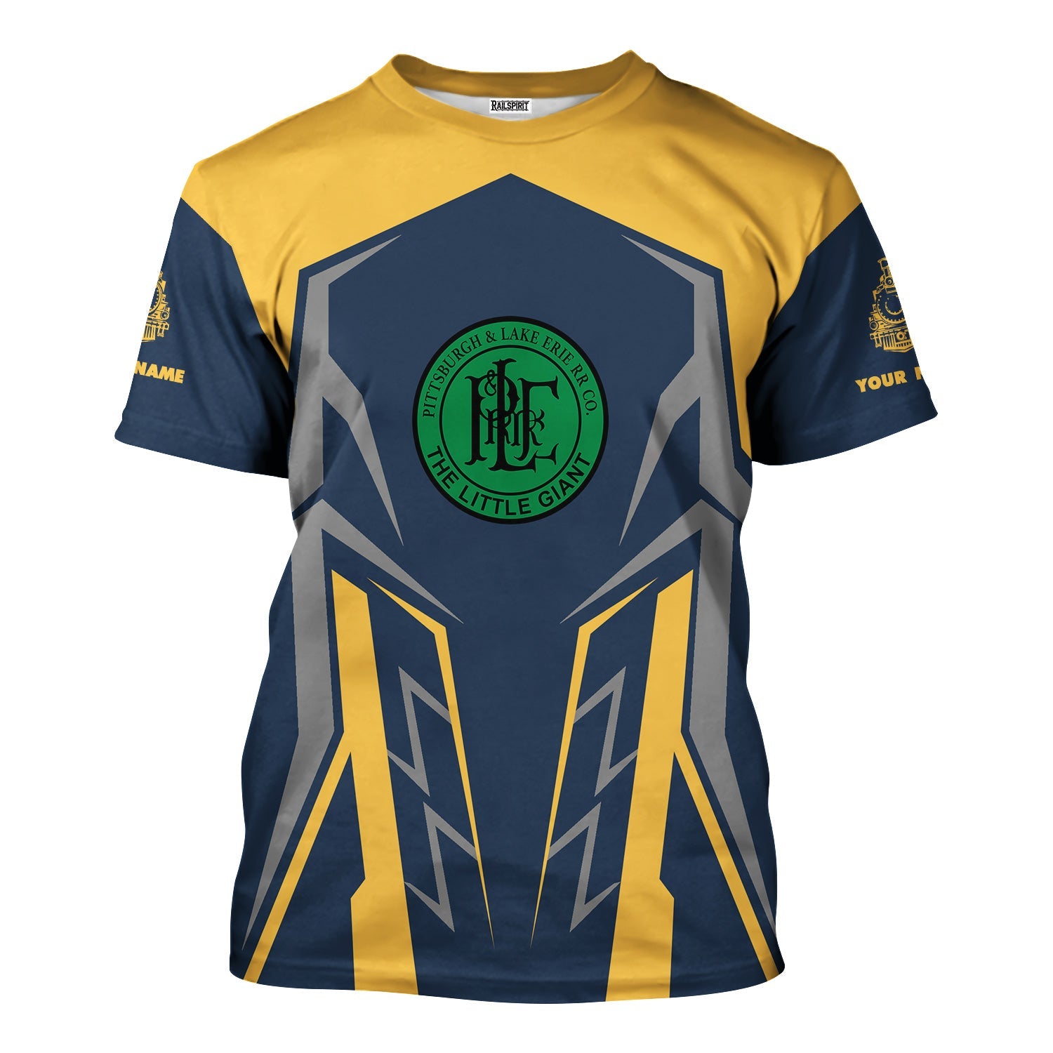 Railspirit Personalized Pittsburgh And Lake Erie Railroad T-Shirt Futuristic Design with Custom Job Train Shirt