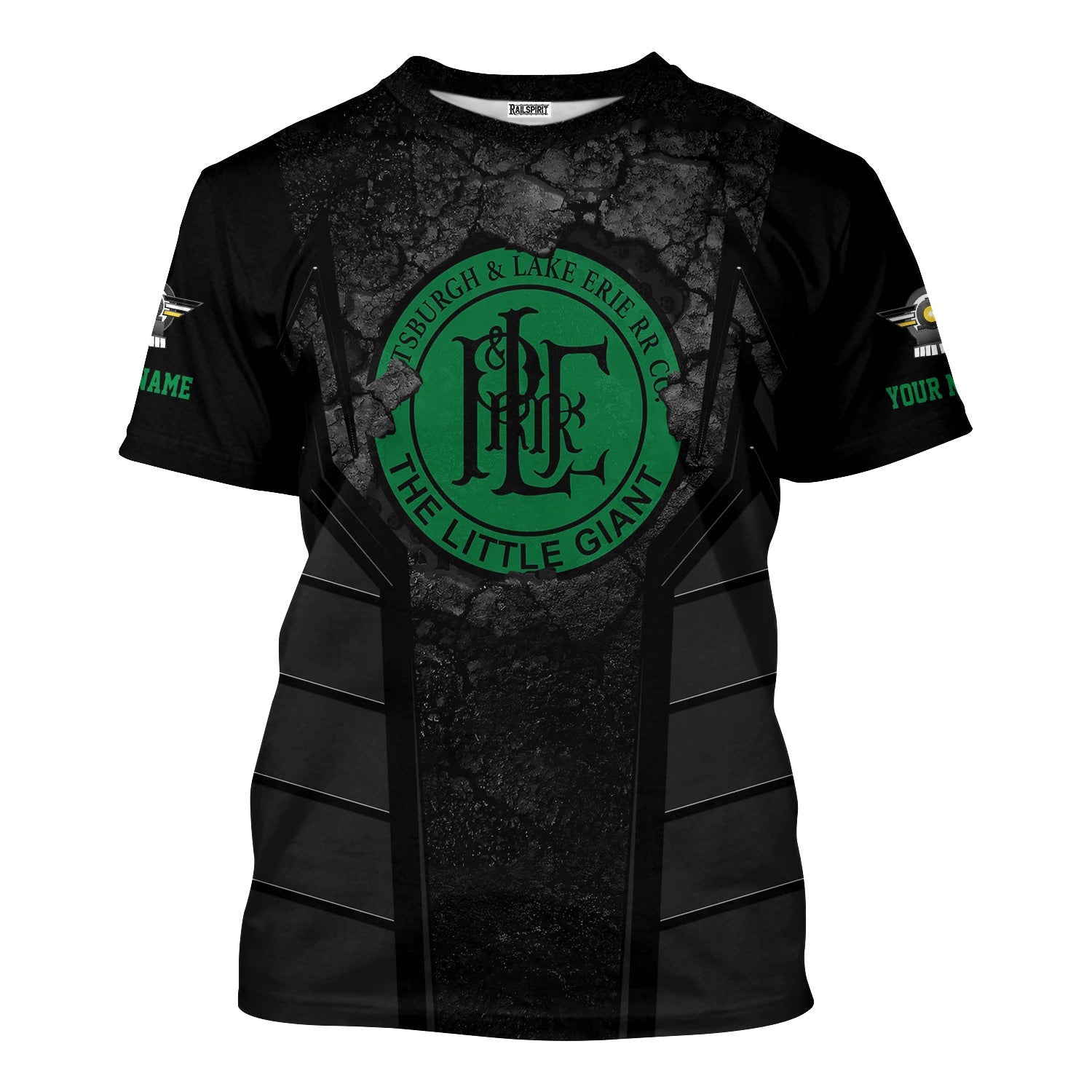 Railspirit Personalized Pittsburgh And Lake Erie Railroad T-Shirt Cracked Metal Design Train Shirt for Rail Enthusiasts