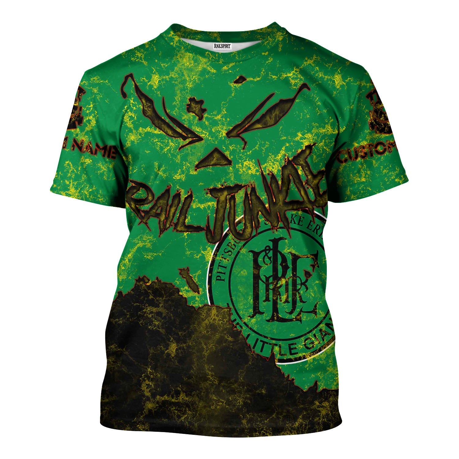 Railspirit Personalized Pittsburgh And Lake Erie Railroad T-Shirt Torn Graphic Style Train Shirt For Rail Junkie