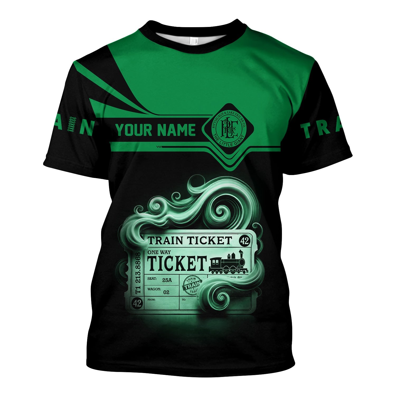 Railspirit Personalized Pittsburgh And Lake Erie Railroad T Shirt Train Ticket American Locomotive Printed Train