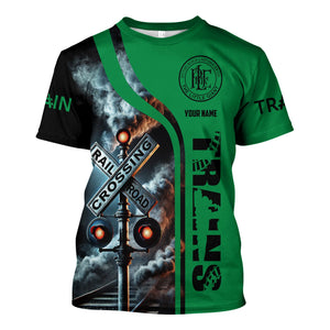 Railspirit Custom Name Pittsburgh And Lake Erie Railroad T Shirt Railroad Crossing Sign Train Shirt All Over Print