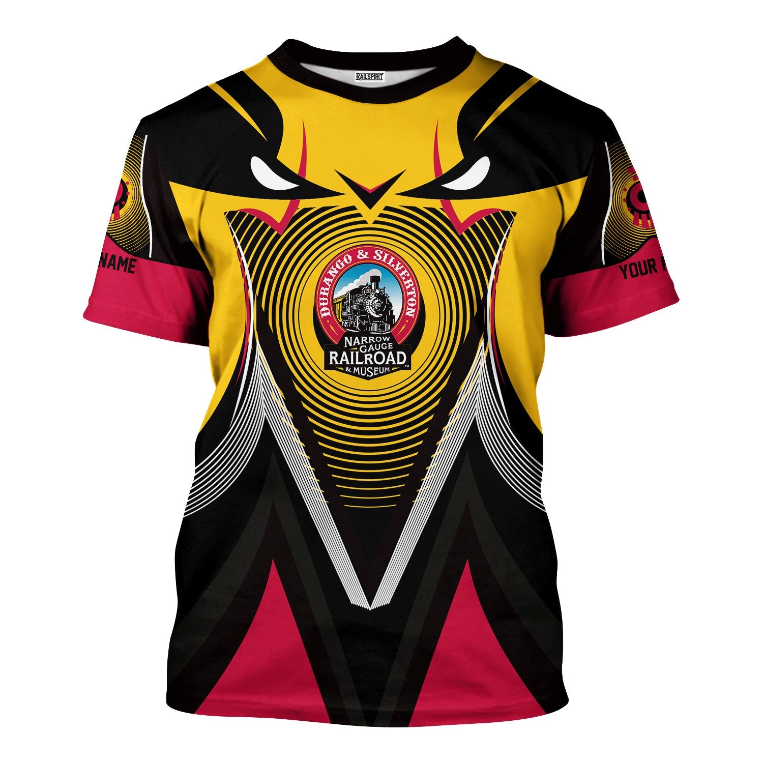 Railspirit Personalized Durango And Silverton Narrow Gauge Railroad T-Shirt Vibrant Graphic Pattern Shirt For Train Enthusiasts