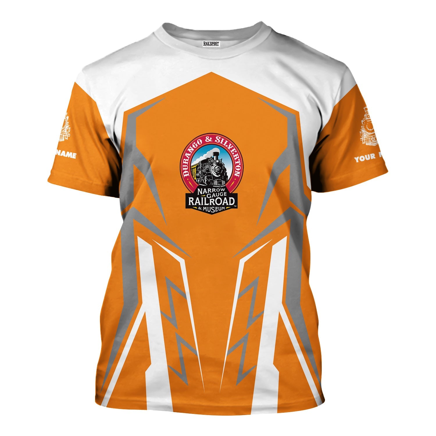 Railspirit Personalized Durango And Silverton Narrow Gauge Railroad T-Shirt Futuristic Design with Custom Job Train Shirt