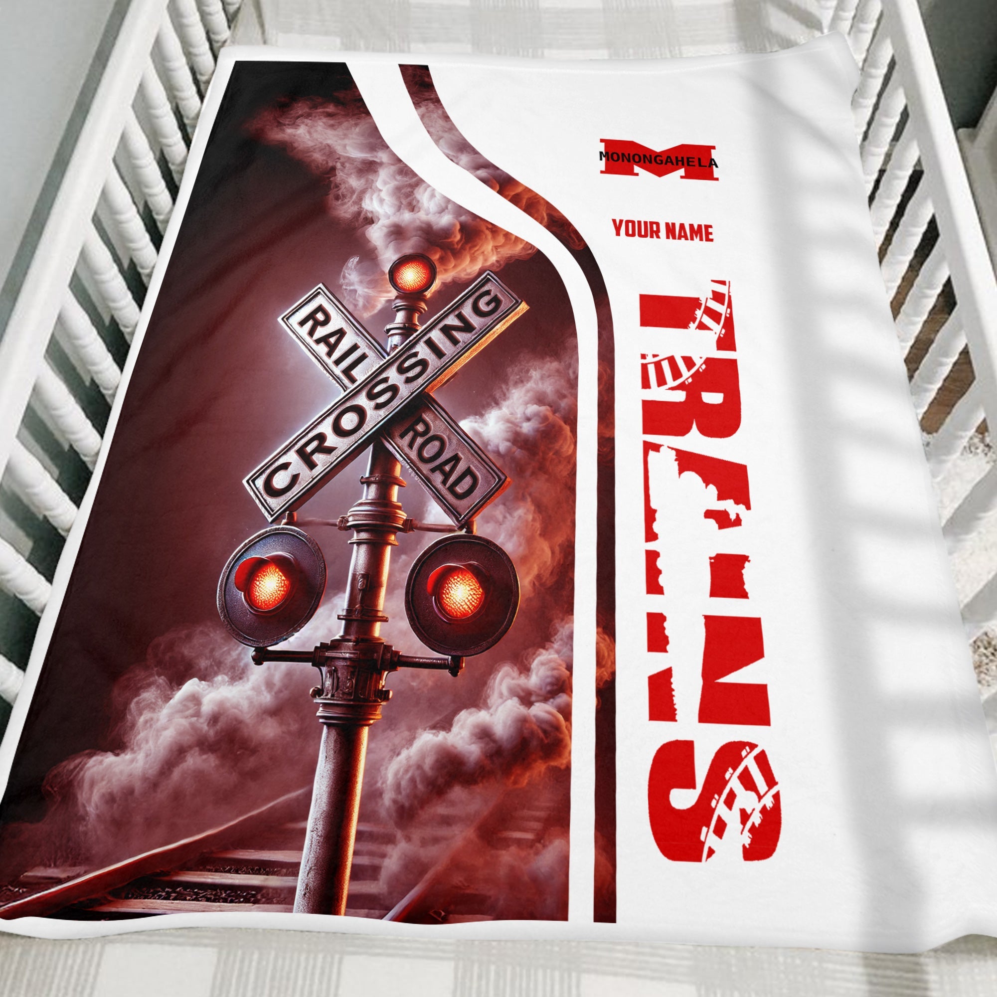 Railspirit Personalized Monongahela Railroad Blanket Railroad Crossing Sign Blanket All Over Print