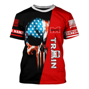 Railspirit Personalized Monongahela Railroad T-Shirt Train Skull American Flag Shirt All Over Print