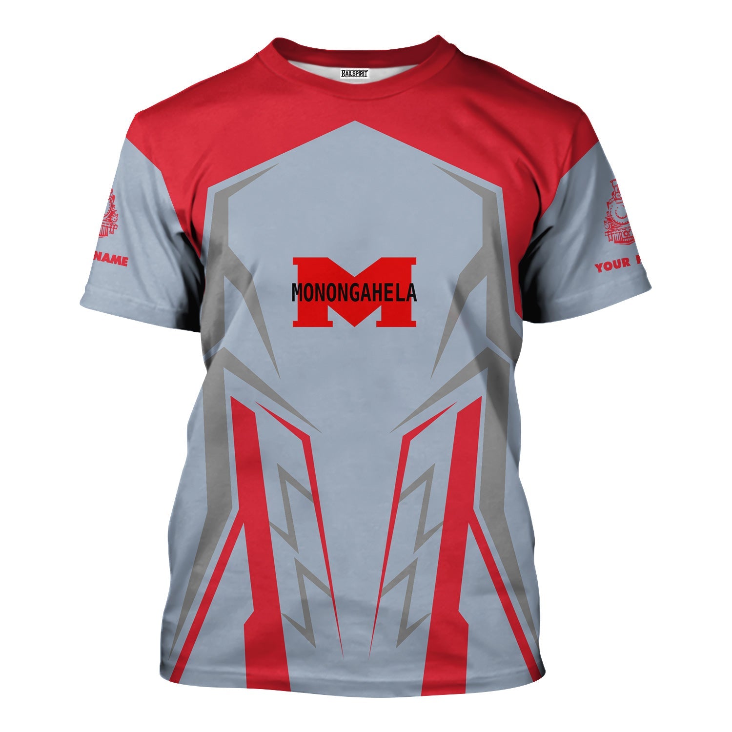 Railspirit Personalized Monongahela Railroad T-Shirt Futuristic Design with Custom Job Train Shirt