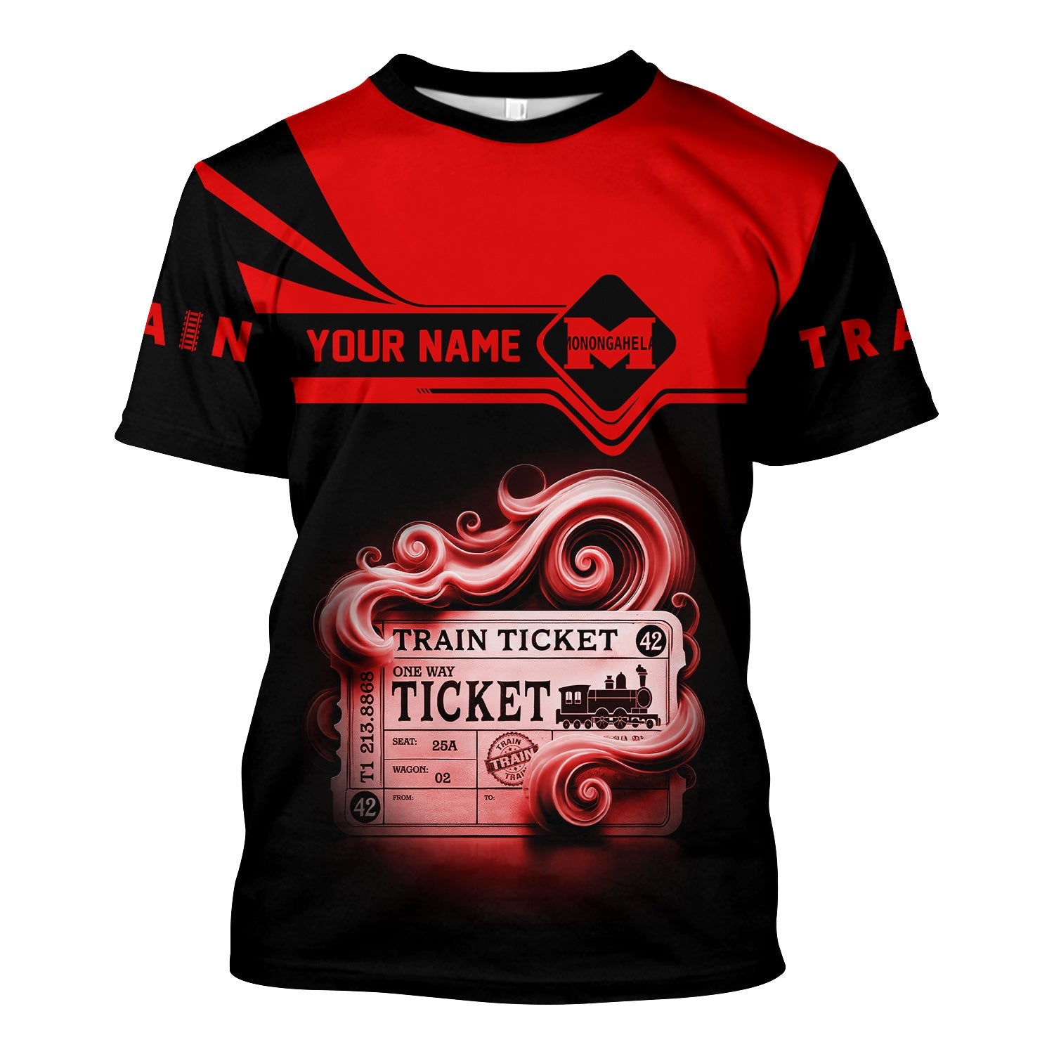 Railspirit Personalized Monongahela Railroad T Shirt Train Ticket American Locomotive Printed Train