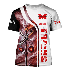 Railspirit Custom Name Monongahela Railroad T Shirt Railroad Crossing Sign Train Shirt All Over Print