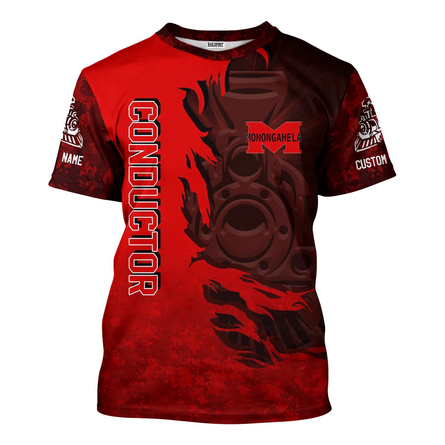 Railspirit Personalized Monongahela Railroad T-Shirt Blazing Style with Custom Position Train Shirt