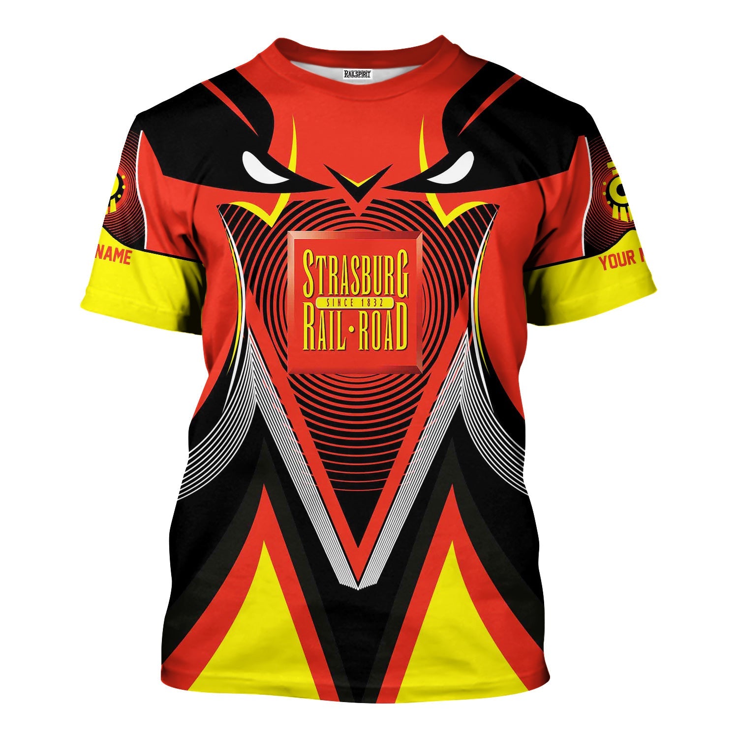 Railspirit Personalized Strasburg Railroad T-Shirt Vibrant Graphic Pattern Shirt For Train Enthusiasts