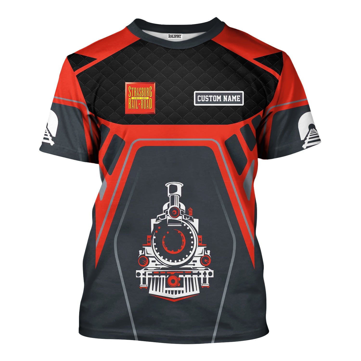 Railspirit Personalized Strasburg Railroad T-Shirt Steam Locomotive Engine Graphic Train Shirt All Over Print