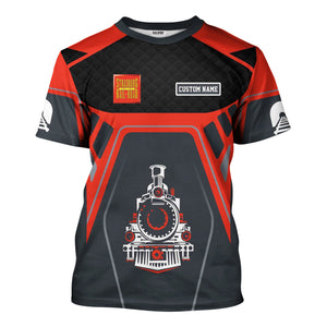 Railspirit Personalized Strasburg Railroad T-Shirt Steam Locomotive Engine Graphic Train Shirt All Over Print
