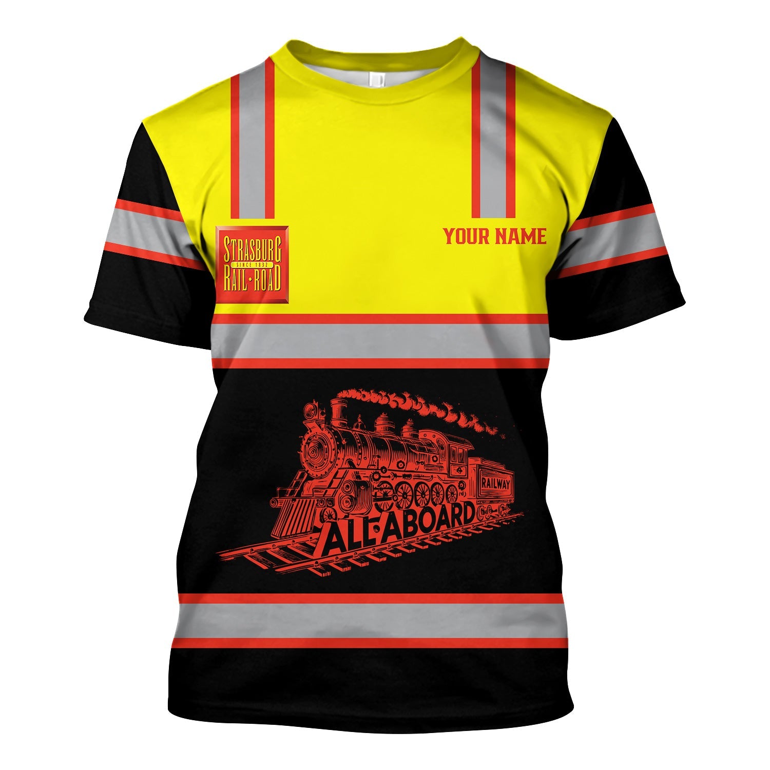Railspirit Custom Name Strasburg Railroad T Shirt Eat Train Sleep Repeat Printed Train Shirt