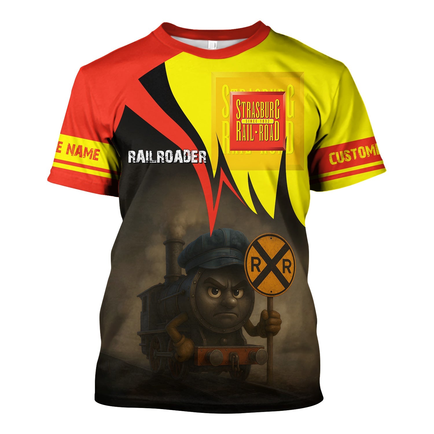 Railspirit Personalized Strasburg Railroad T-Shirt Angry Train Shirt Gift Idea For Train Lover