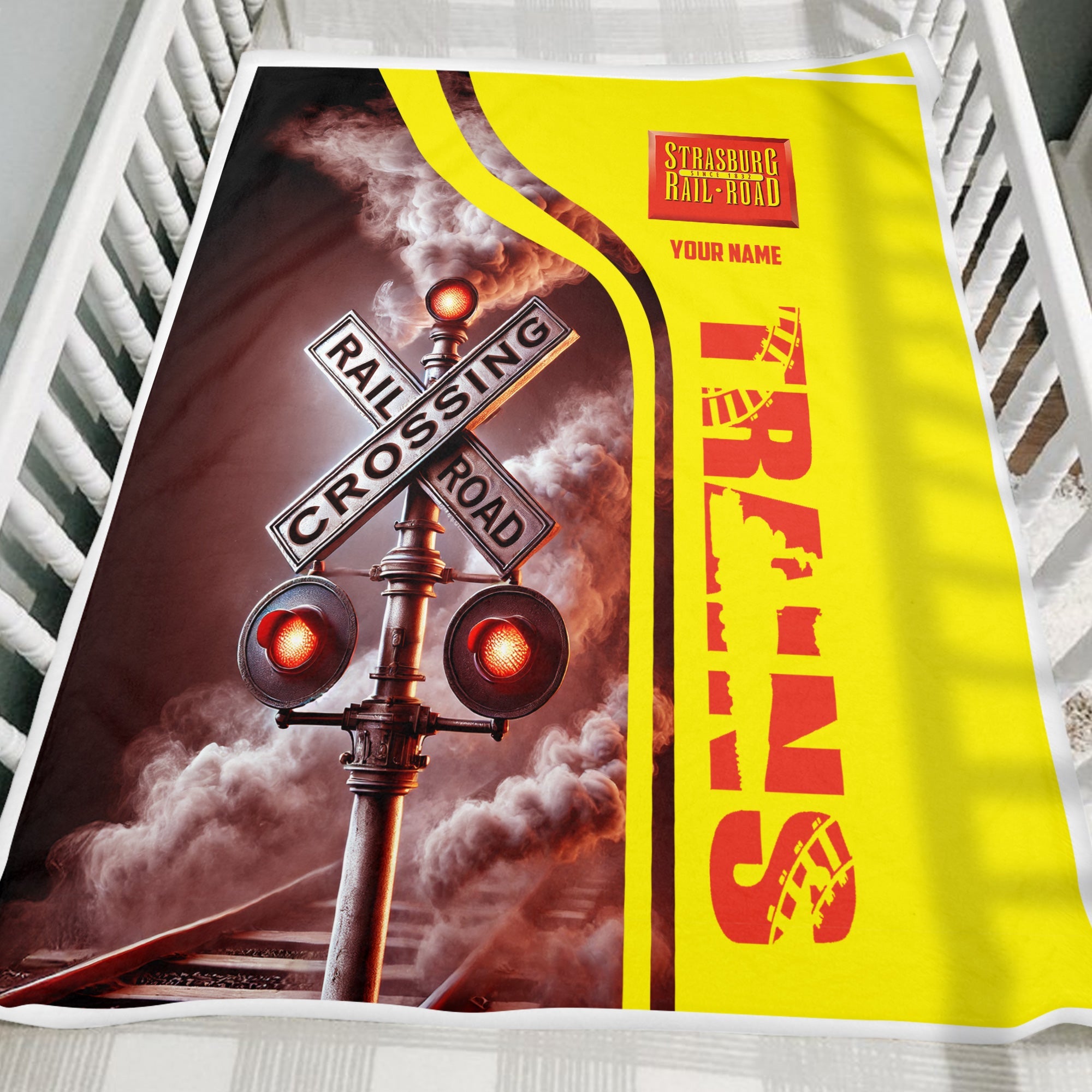 Railspirit Personalized Strasburg Railroad Blanket Railroad Crossing Sign Blanket All Over Print