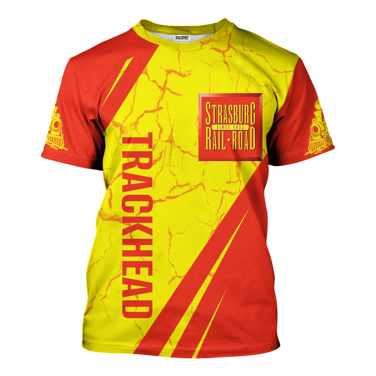 Railspirit Personalized Strasburg Railroad T-Shirt Crackle Texture Style Shirt For Trackhead