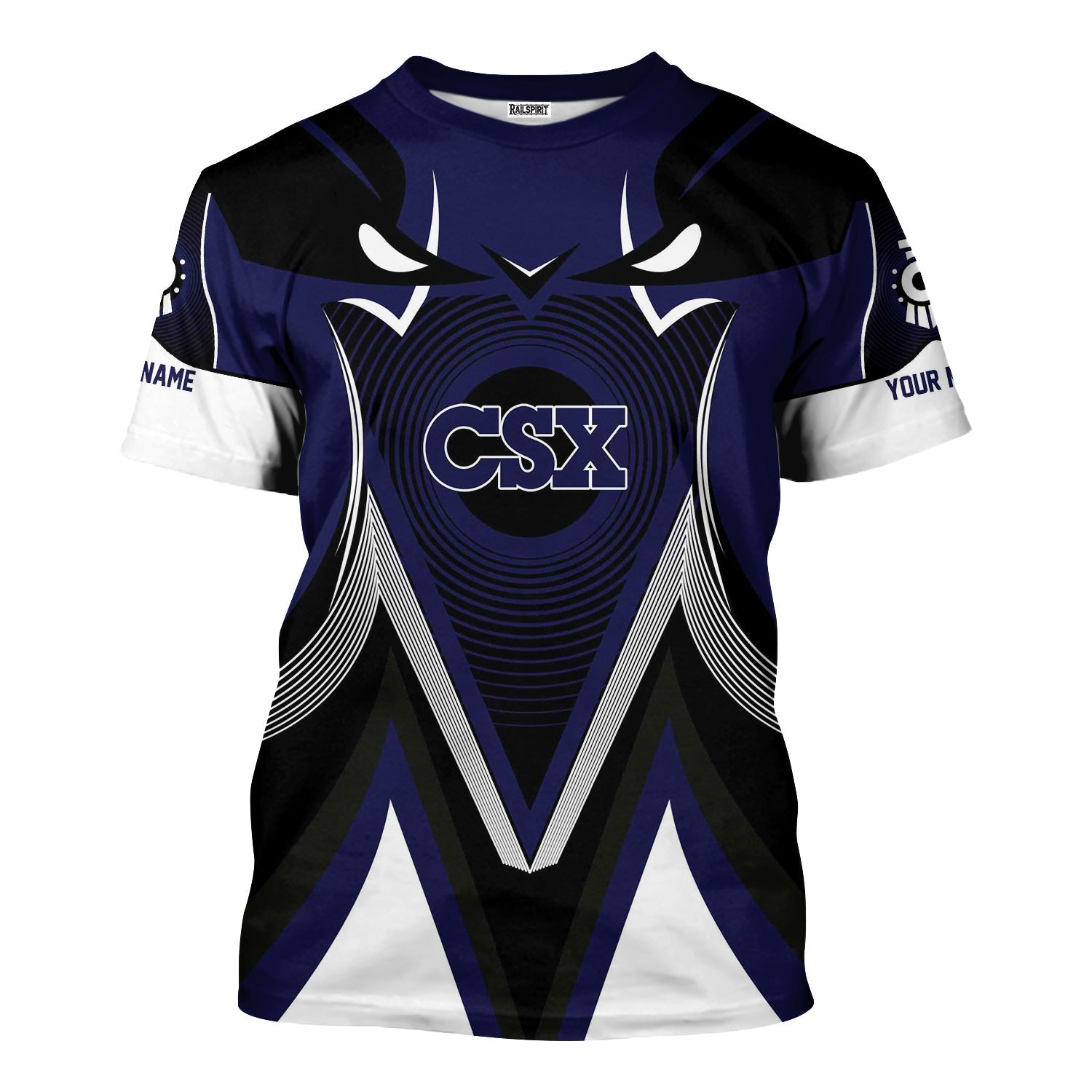 Railspirit Personalized CSX Transportation Railroad T-Shirt Vibrant Graphic Pattern Shirt For Train Enthusiasts