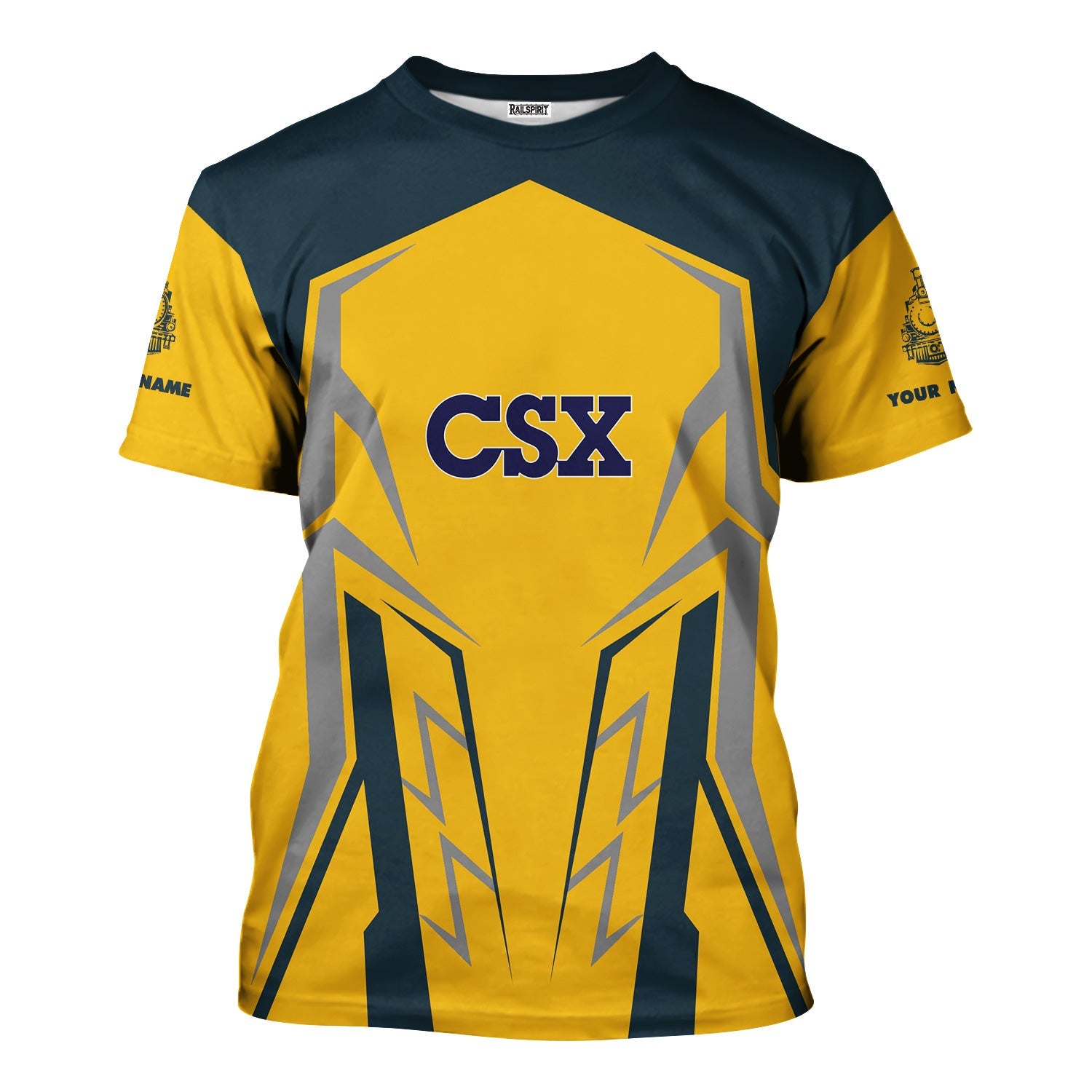 Railspirit Personalized CSX Transportation Railroad T-Shirt Futuristic Design with Custom Job Train Shirt
