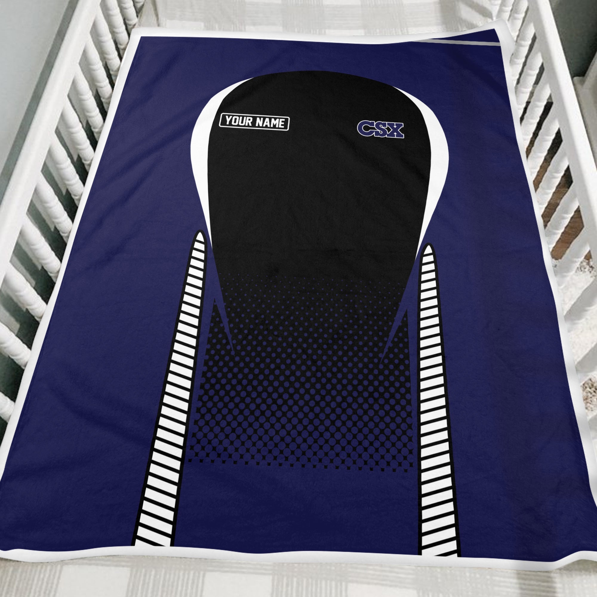 Railspirit Personalized CSX Transportation Railroad Blanket Train Blanket Gift Idea For Train Lover