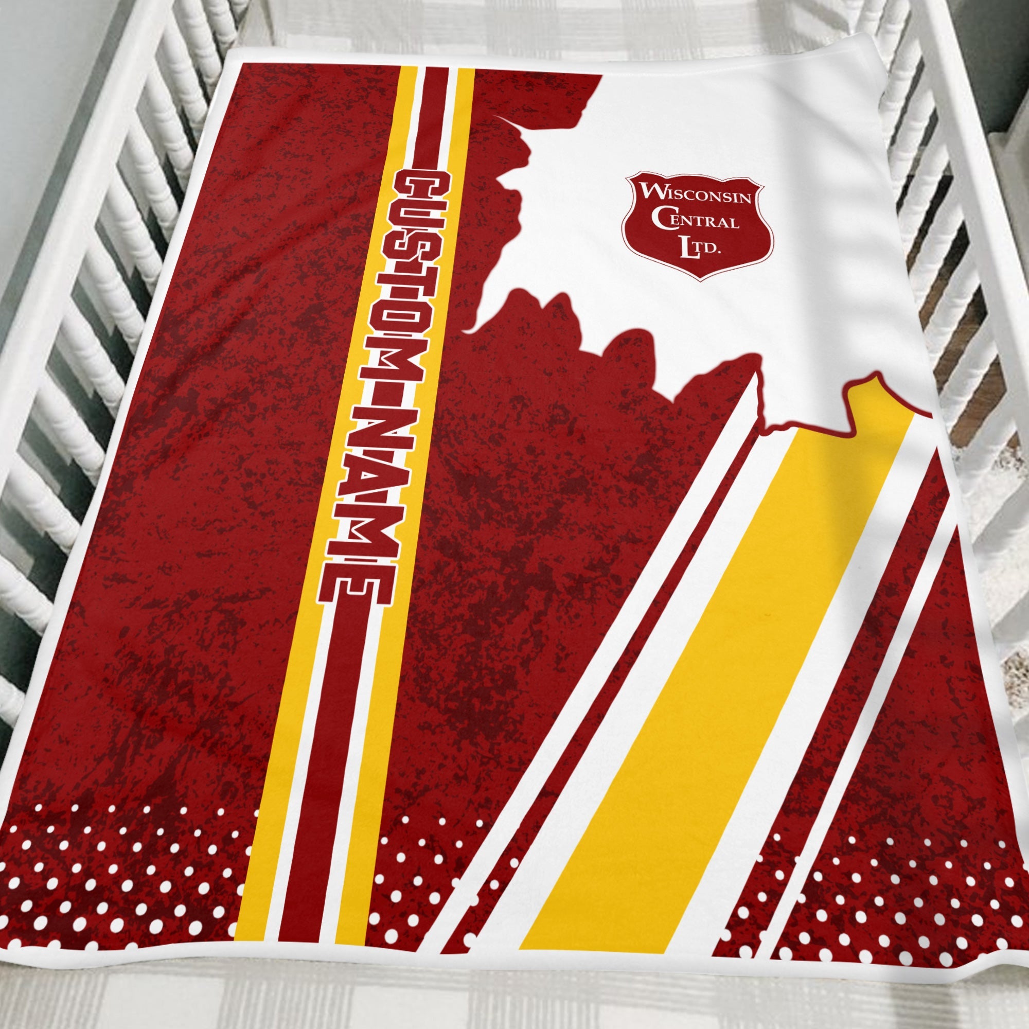 Railspirit Personalized Wisconsin Central Ltd Railroad Blanket Vintage All Over Printed Blanket