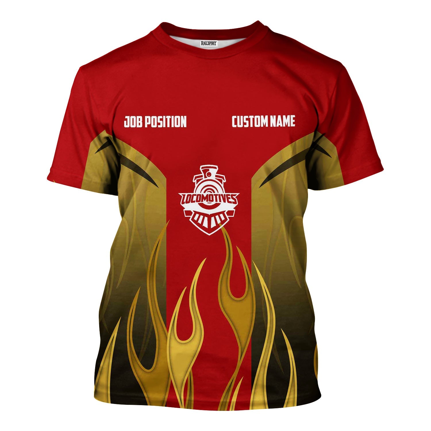 Railspirit Custom Name and Job Title Monon Railroad T-Shirt Flame Graphic Train Shirt