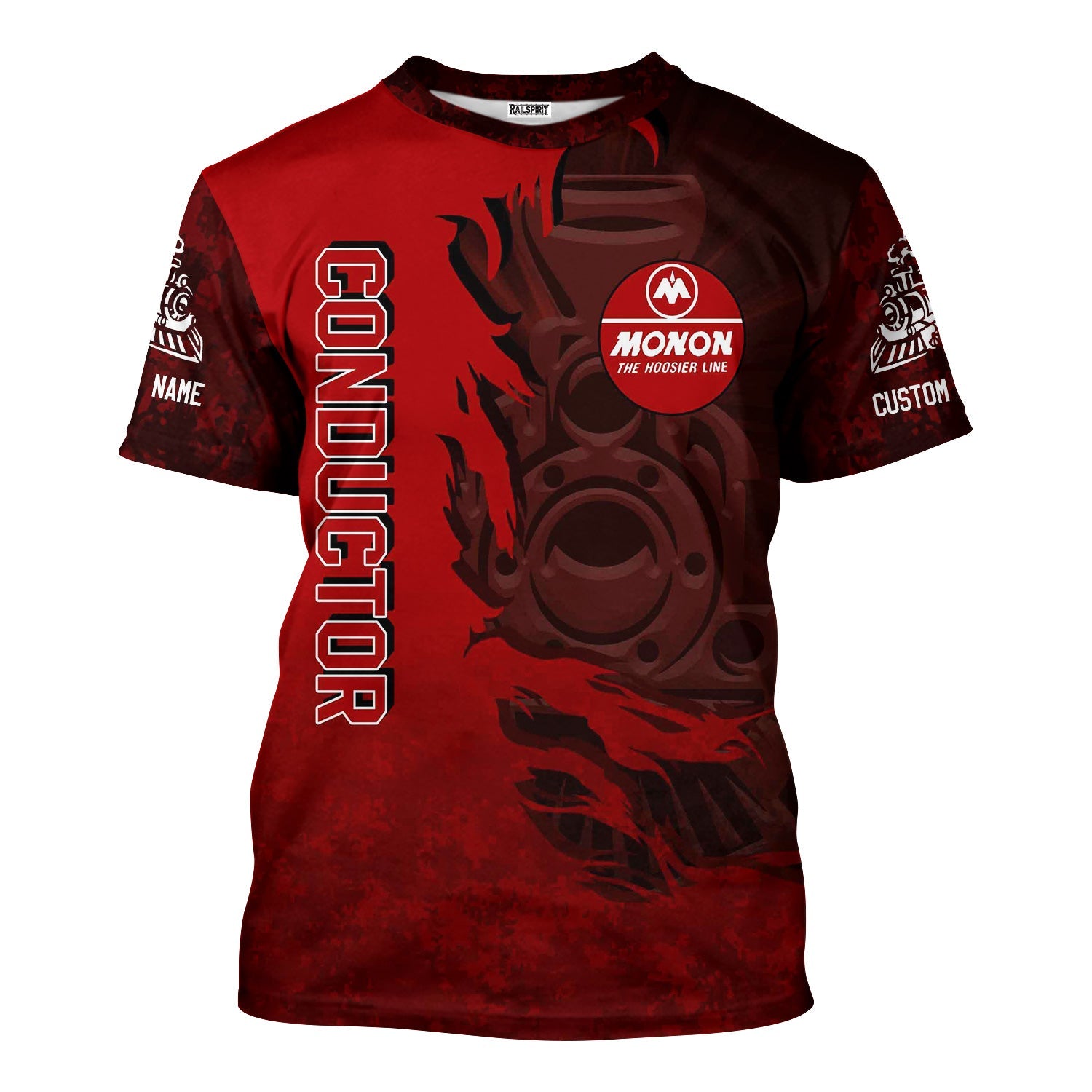 Railspirit Personalized Monon Railroad T-Shirt Blazing Style with Custom Position Train Shirt