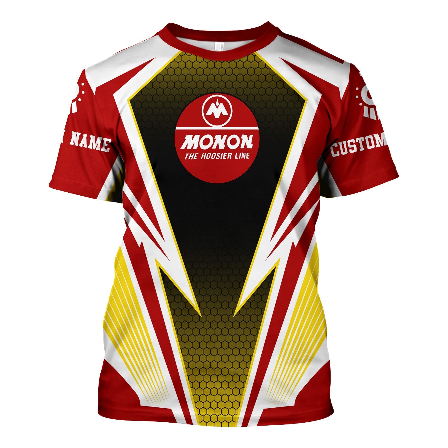 Railspirit Personalized Monon Railroad T-Shirt Lightning Graphic Style Shirt Gift Idea For Train Lover