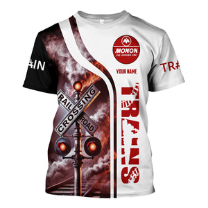 Railspirit Custom Name Monon Railroad T Shirt Railroad Crossing Sign Train Shirt All Over Print