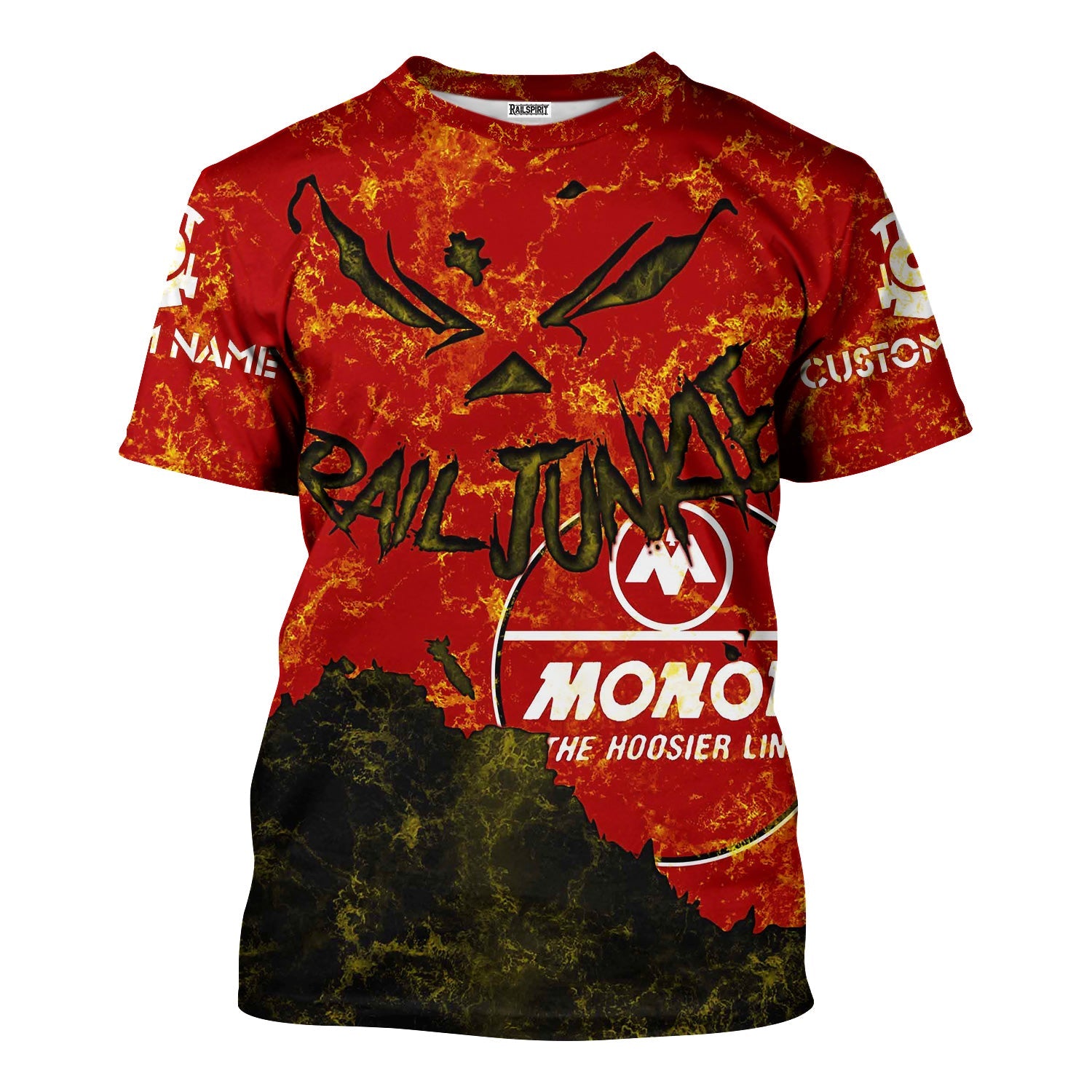 Railspirit Personalized Monon Railroad T-Shirt Torn Graphic Style Train Shirt For Rail Junkie