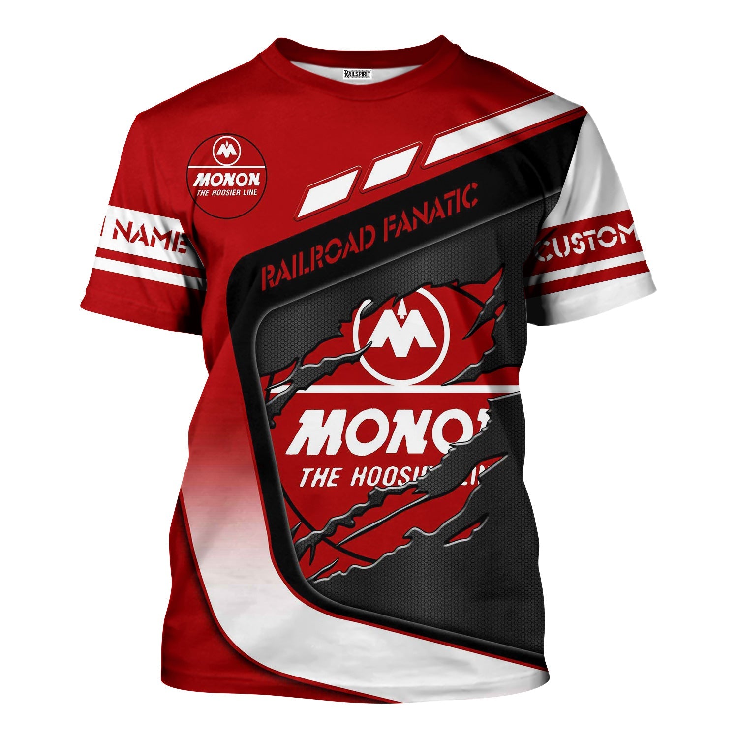 Railspirit Personalized Monon Railroad T-Shirt Ripped Texture Style Train Shirt For Railroad Fanatic