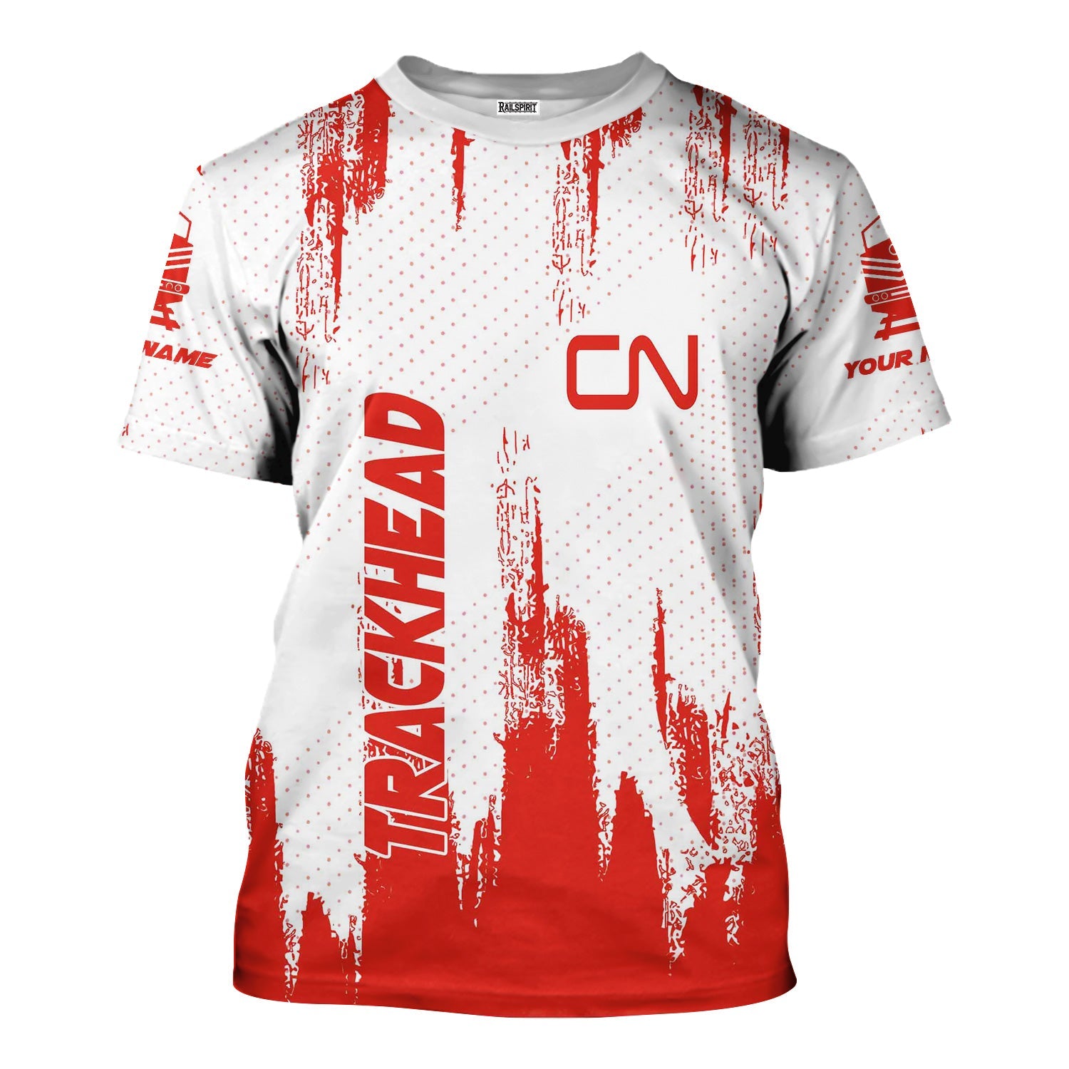 Railspirit Personalized Canadian National Railroad T-Shirt Paint Impact Design Train Shirt for Trackhead
