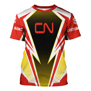 Railspirit Personalized Canadian National Railroad T-Shirt Lightning Graphic Style Shirt Gift Idea For Train Lover